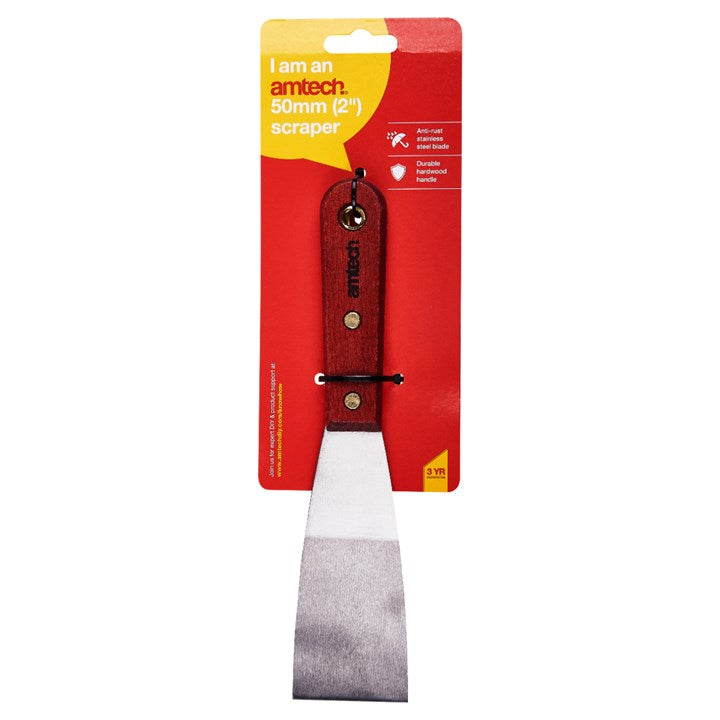 Amtech 50mm (2") Heavy duty scraper with wooden handle G0750