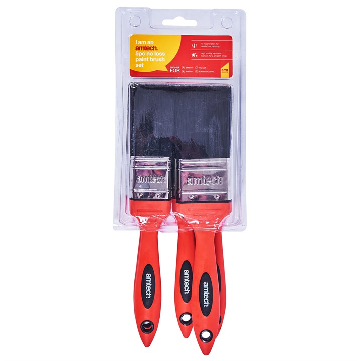Amtech 5 Piece no bristle loss paint brush set G4390