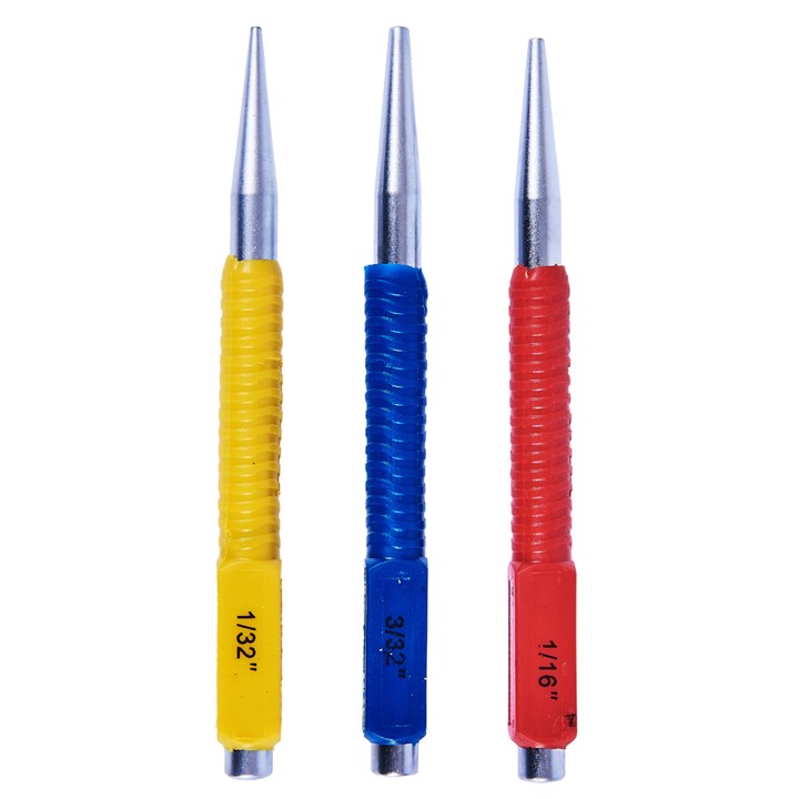 Amtech 3 Piece colour coded nail punch set H0815