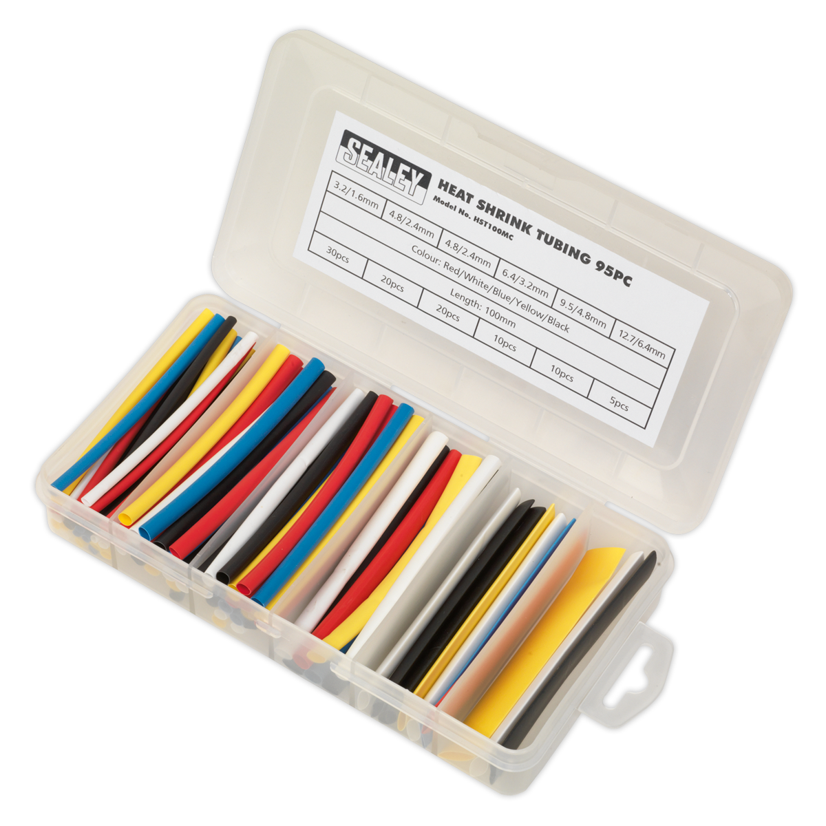 Sealey 95pc 100mm Heat Shrink Tubing Assortment - Mixed Colours HST100MC