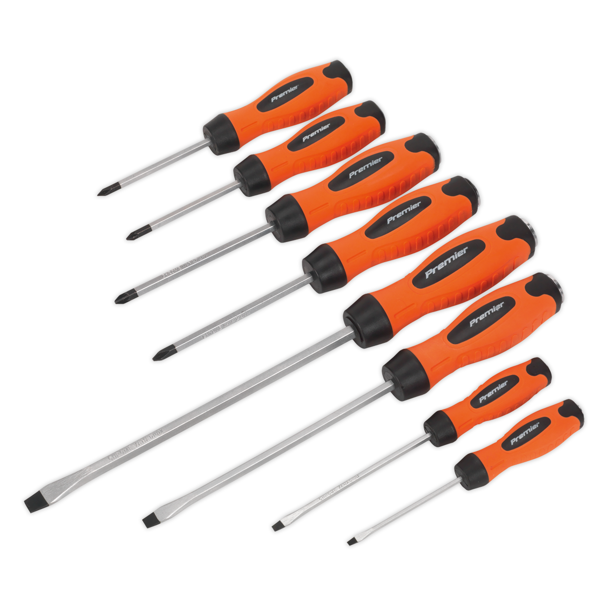 Sealey 8pc Hammer-Thru Screwdriver Set - Hi-Vis Orange HV004