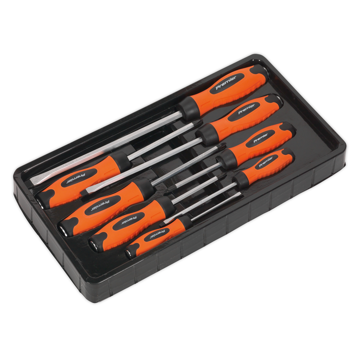 Sealey 8pc Hammer-Thru Screwdriver Set - Hi-Vis Orange HV004