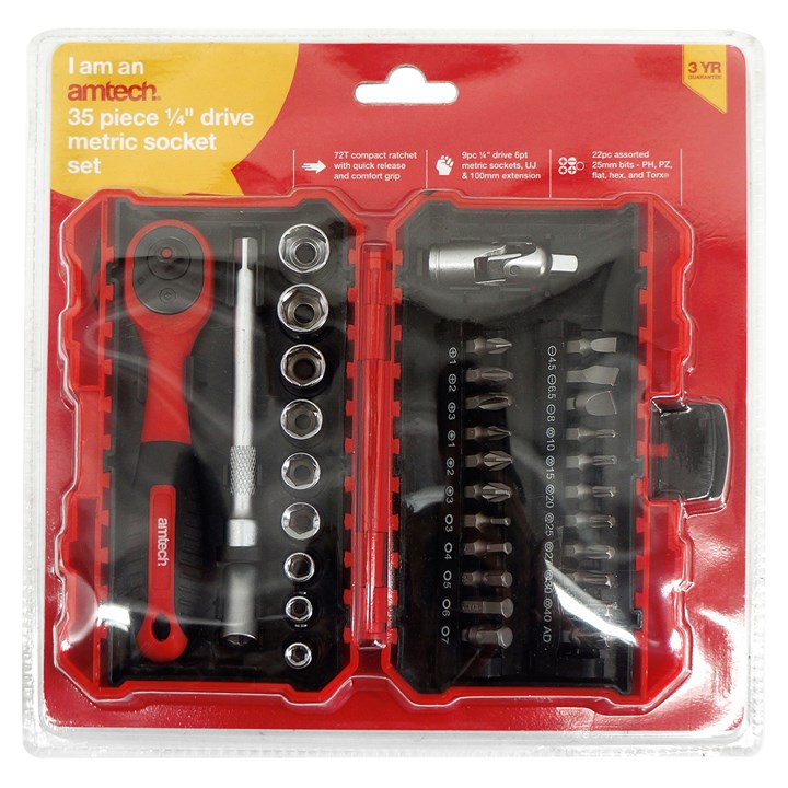 Amtech 35 Piece ¼" drive metric socket set I0227