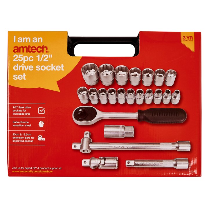 Amtech 25 Piece 1/2" drive socket set I0460