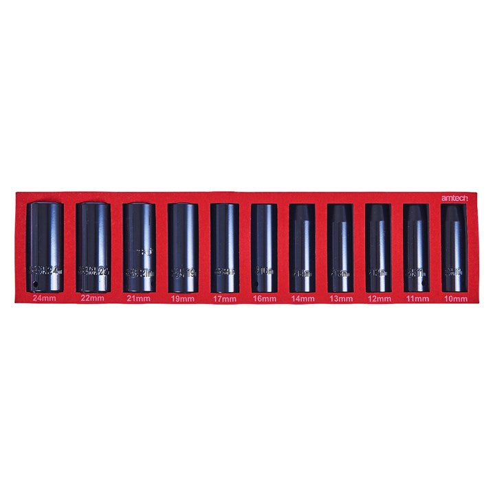 Amtech 11 Piece 13mm (1/2'') deep impact socket set I7205