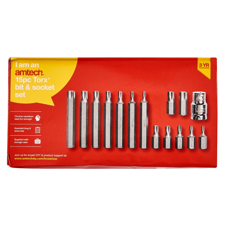 Amtech 15 Piece torque bit and socket set I8500