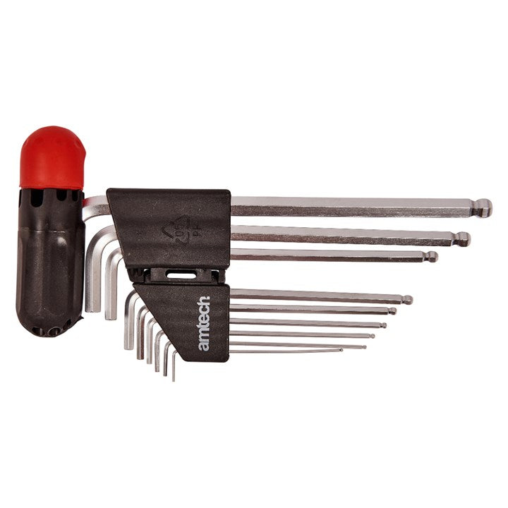 Amtech 9 Piece extra long ball end hex key set I9036