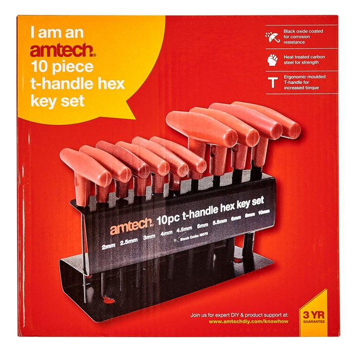 Amtech 10 Piece T-handle hex key set I9070