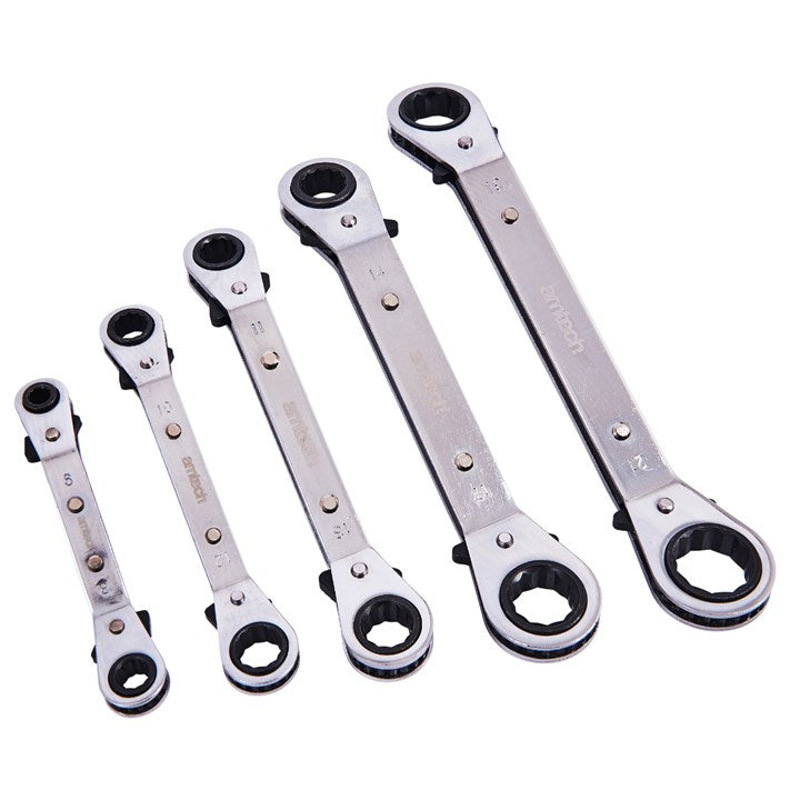 Amtech 5 Piece offset ring ratchet spanner set K1525