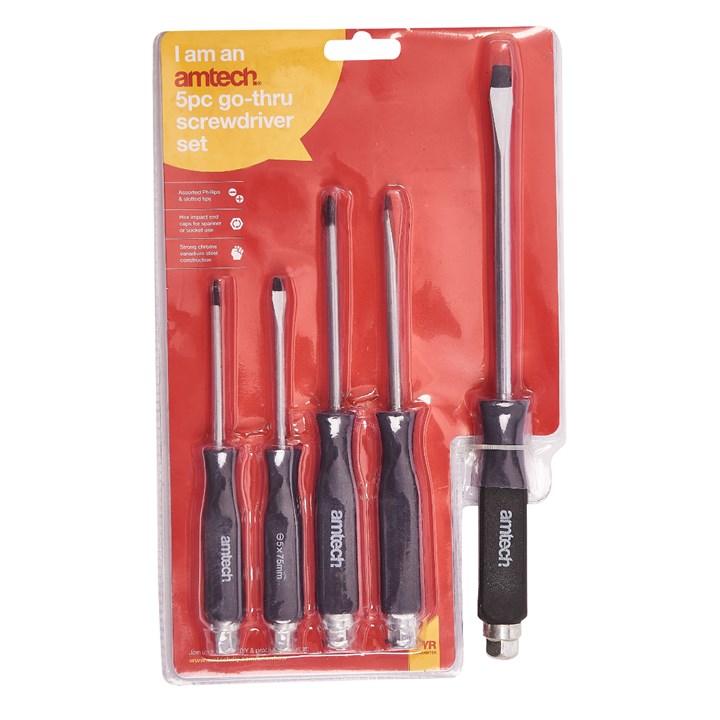 Amtech 5 Piece go-thru screwdriver set L0035