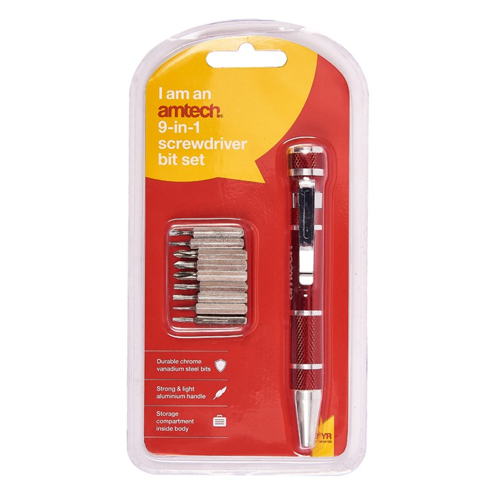 Amtech 9-in-1 Screwdriver bit set L0490