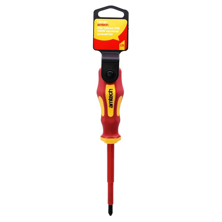 Amtech 100mm Phillips VDE™ 1000V electrical screwdriver with PH 2 tip L0656