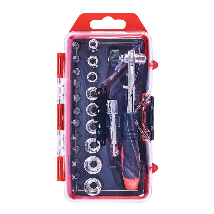 Amtech 23 Piece offset ratchet handle, bit and socket set L1955