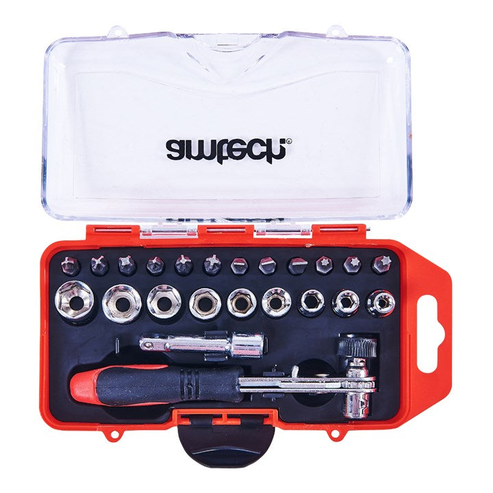 Amtech 23 Piece offset ratchet handle, bit and socket set L1955