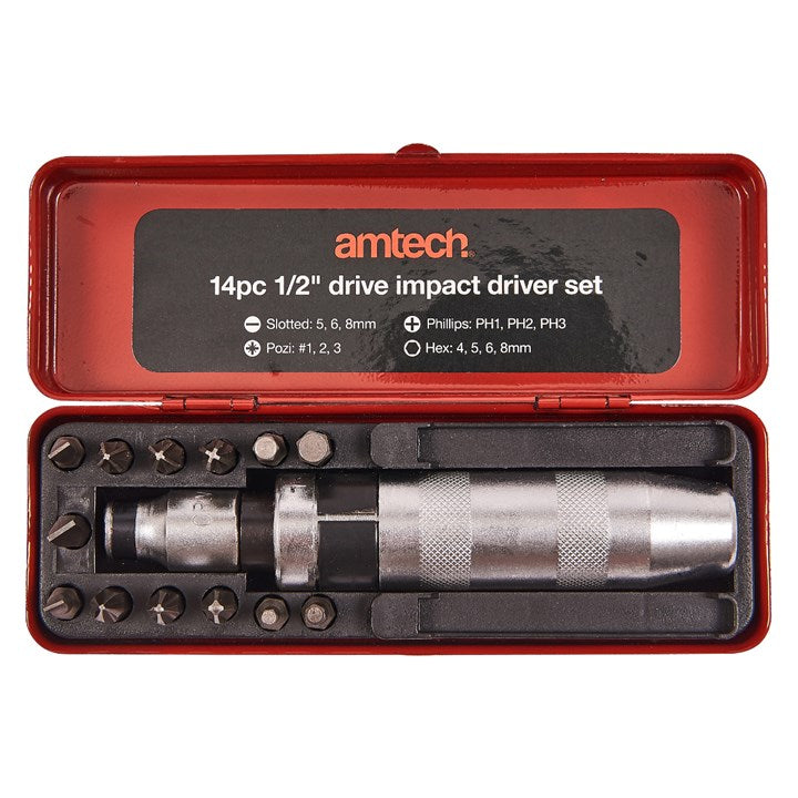 Amtech 14 Piece 13mm (1/2") drive impact driver set L2130
