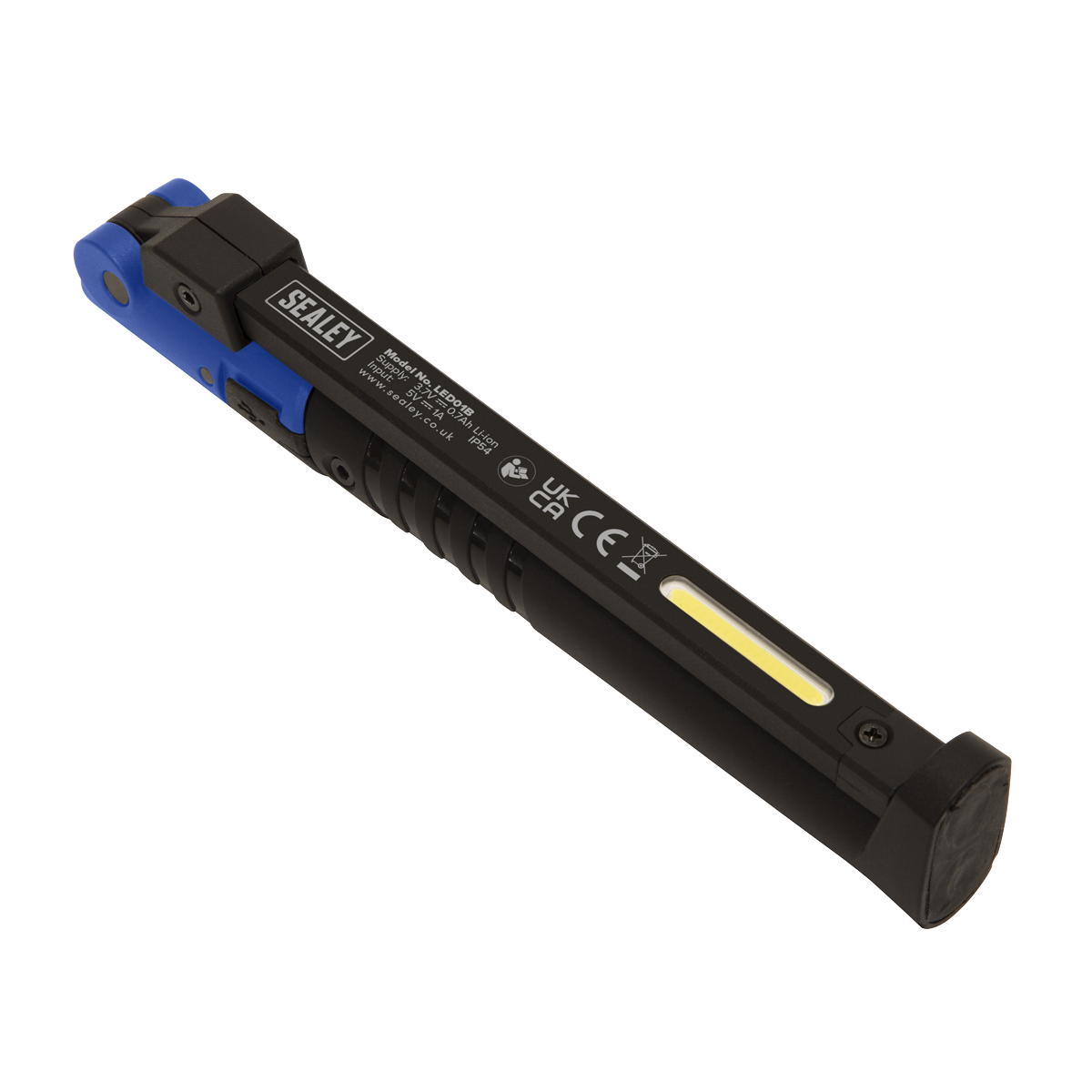 Sealey 2 COB & 1 SMD LED Rechargeable Slim Folding Pocket Light - Blue LED01B