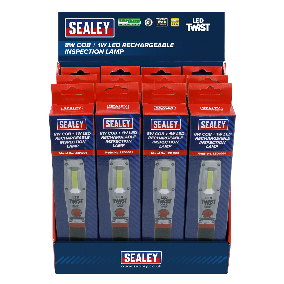 Sealey 8W LED Rechargeable Inspection Light - Display Box of 12 LED1001DB