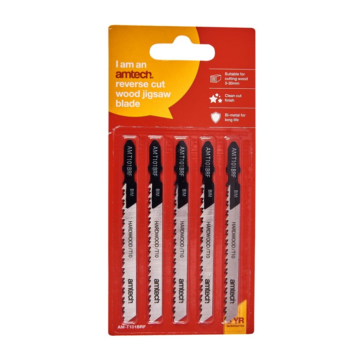 Amtech 5 Piece reverse cut wood jigsaw blade Set (AMT101BRF) M1608
