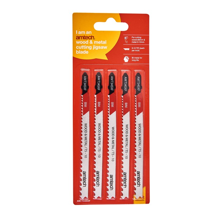 Amtech 5 Piece wood and metal jigsaw blade set (AMT345XF) M1616