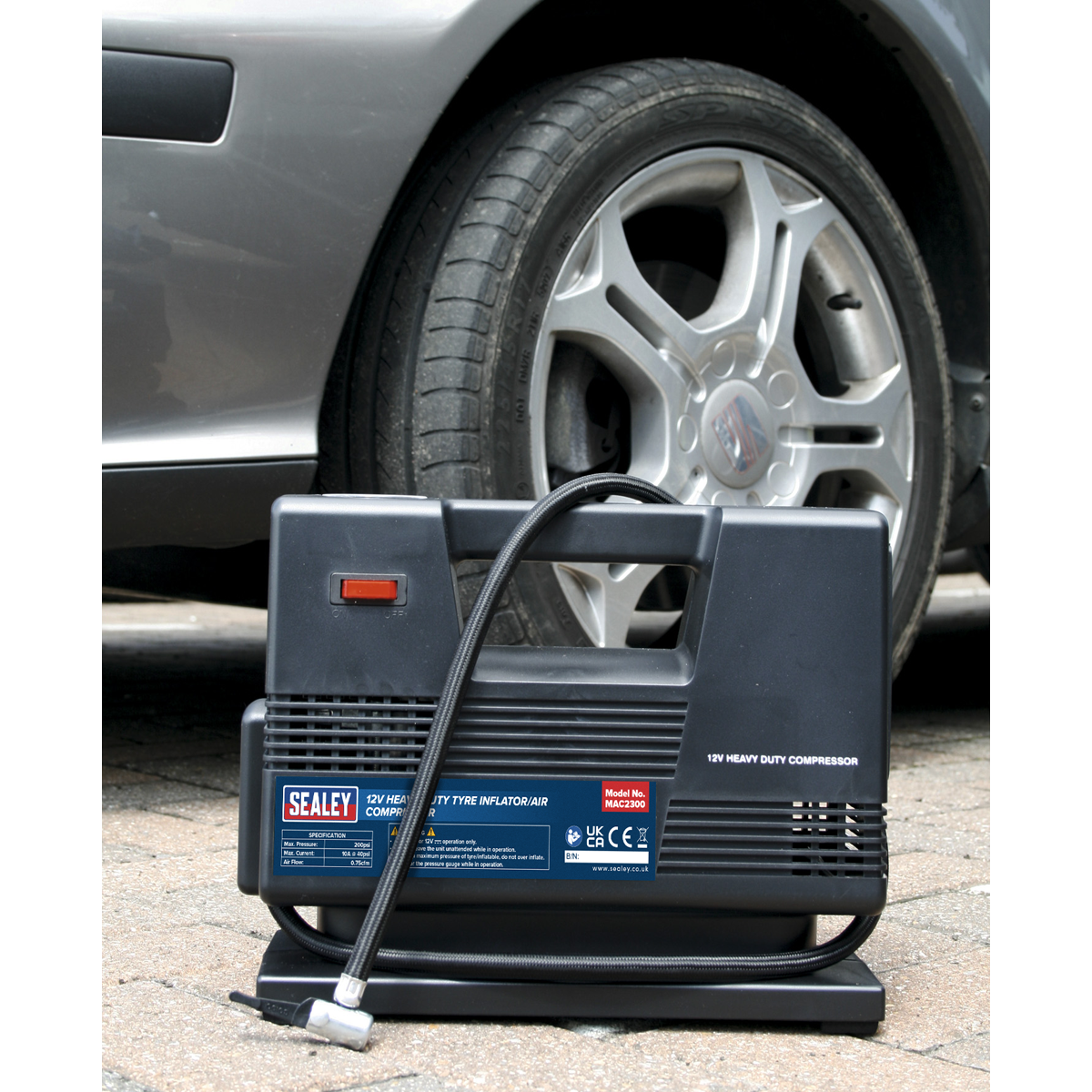 Sealey 12V Heavy-Duty Tyre Inflator/Air Compressor MAC2300