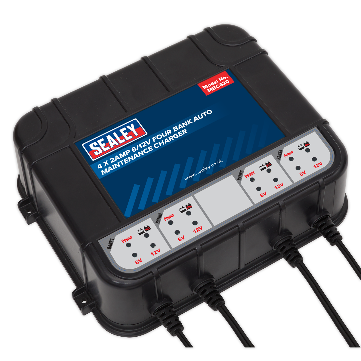 Sealey 8A (4 x 2A) 6/12V Four Bank Auto Maintenance Charger MBC420