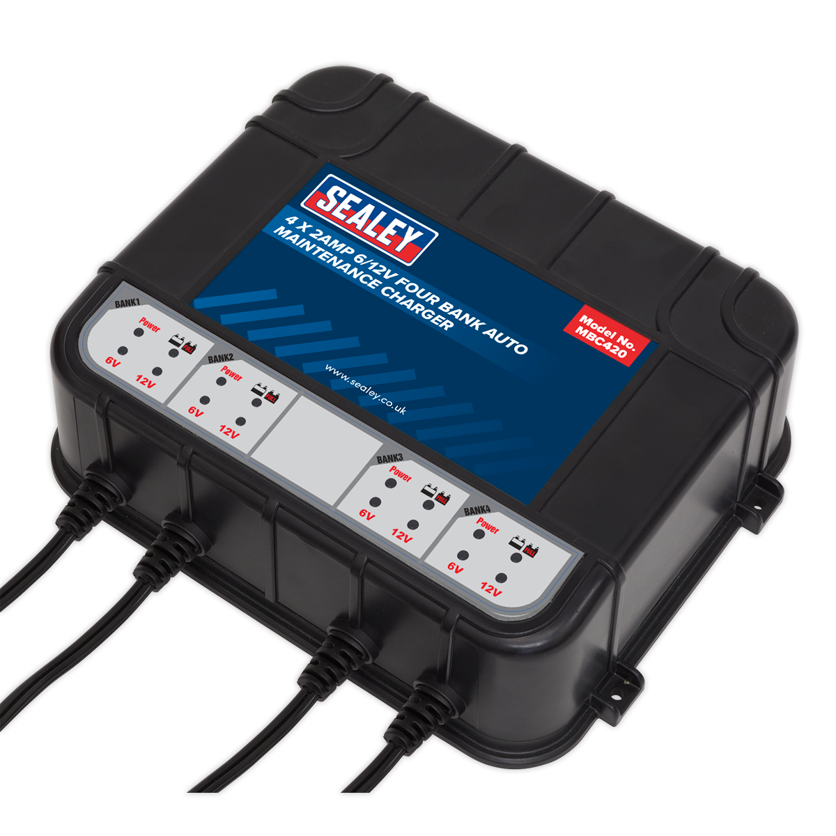 Sealey 8A (4 x 2A) 6/12V Four Bank Auto Maintenance Charger MBC420