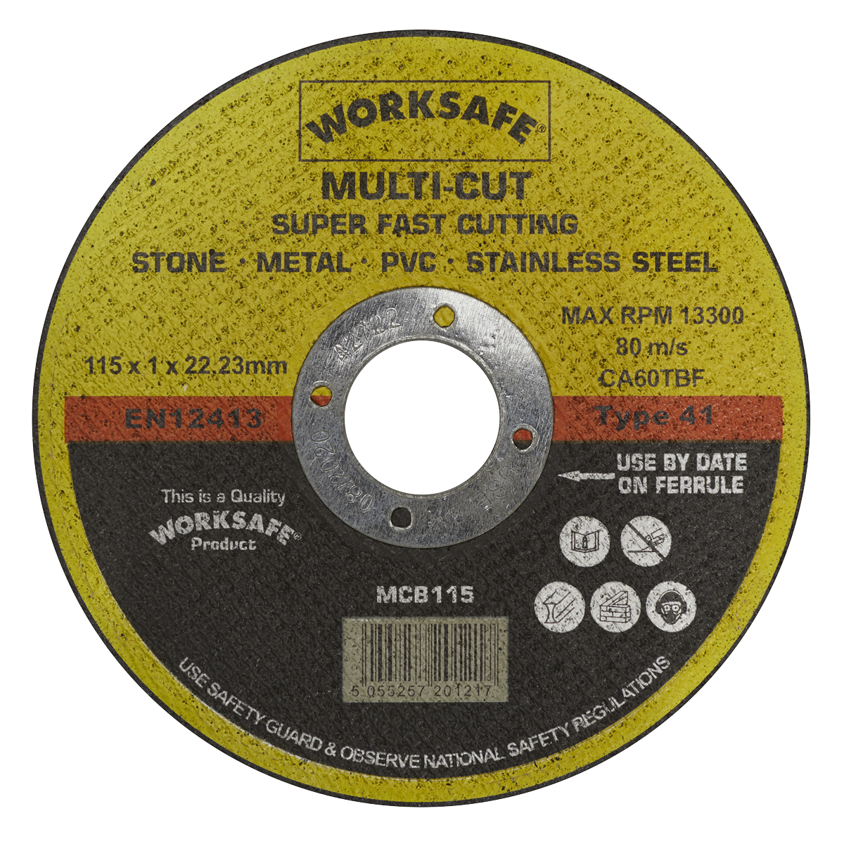 Sealey Ø115 x 1.6mm Multipurpose Cutting Disc Ø22mm Bore - Pack of 10 MCB115/10