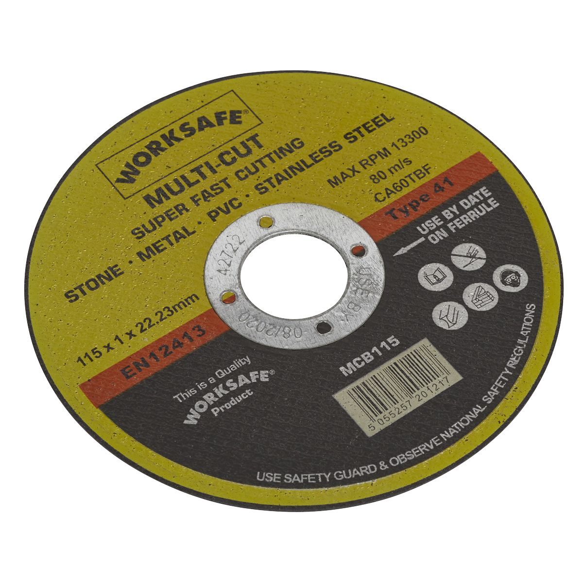 Sealey Ø115 x 1.6mm Multipurpose Cutting Disc Ø22mm Bore - Pack of 50 MCB115/50