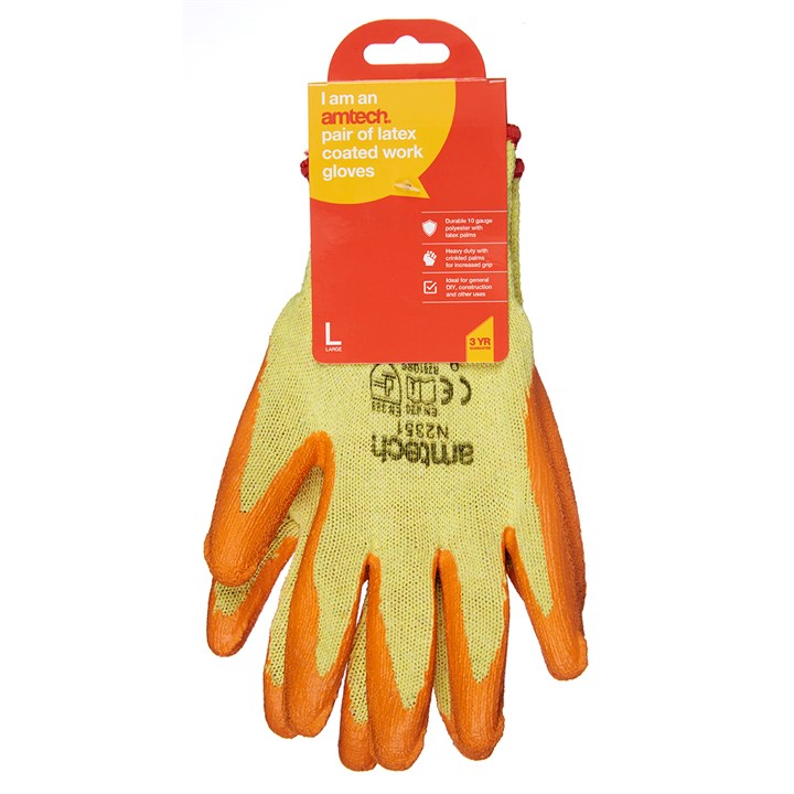 Amtech Large (Size 9) Latex palm coated gloves N2351