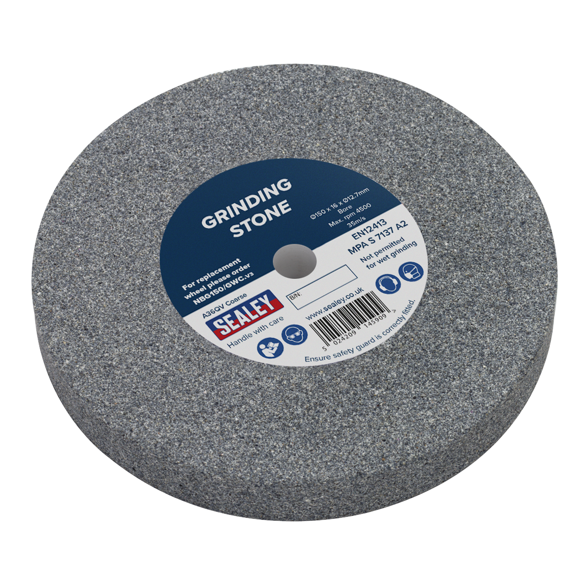 Sealey Ø150 x 16mm Grinding Stone Ø13mm Bore A36Q Coarse NBG150/GWC