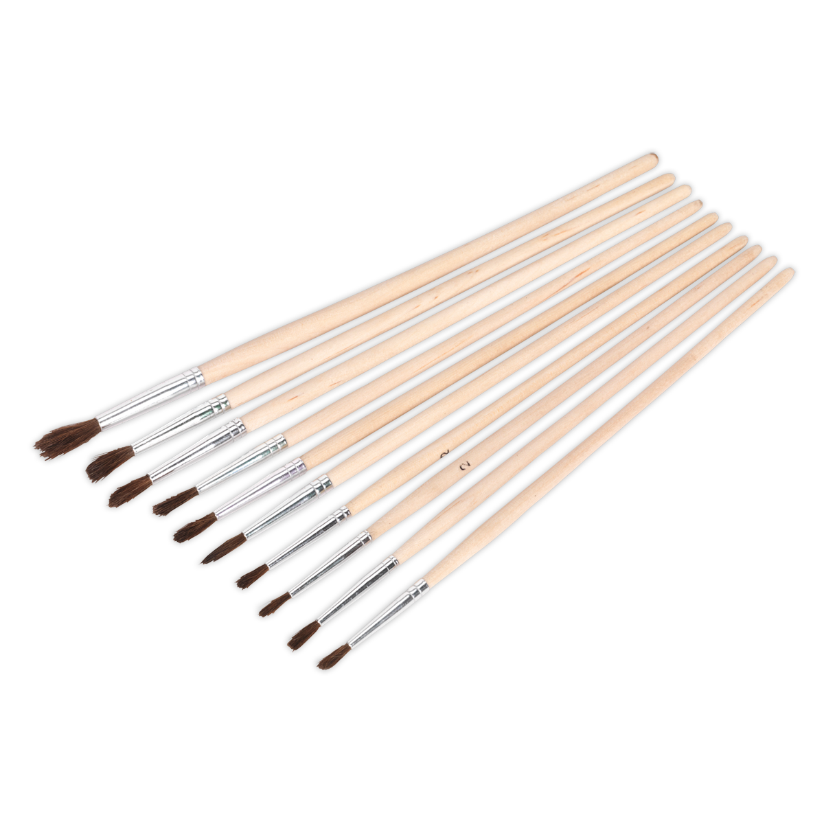 Sealey 10pc Wooden Handled Touch-Up Paint Brush Assortment PB2
