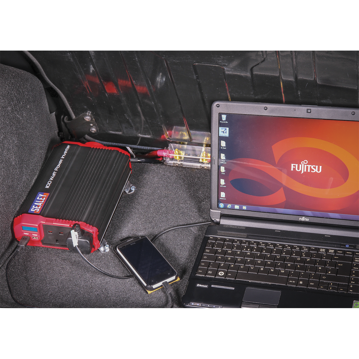 Sealey 1100W Power Inverter Modified Sine Wave 12V DC - 230V~50Hz PI1100