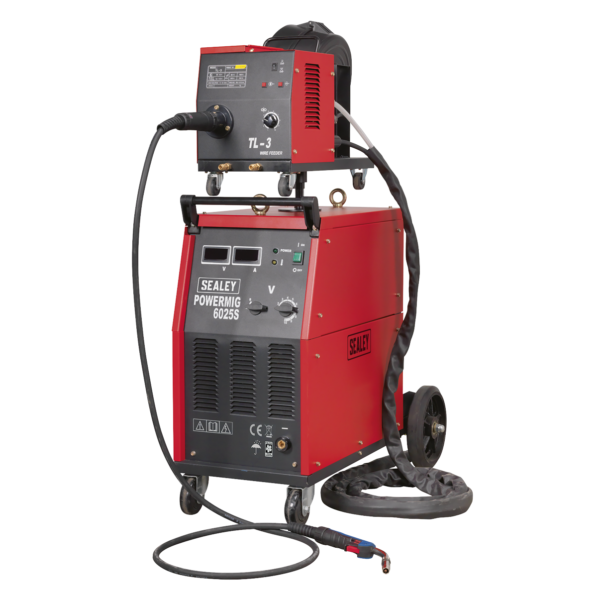 Sealey 250A Professional MIG Welder 415V 3ph with BINZEL® Euro Torch & Portable Wire Drive POWERMIG6025S