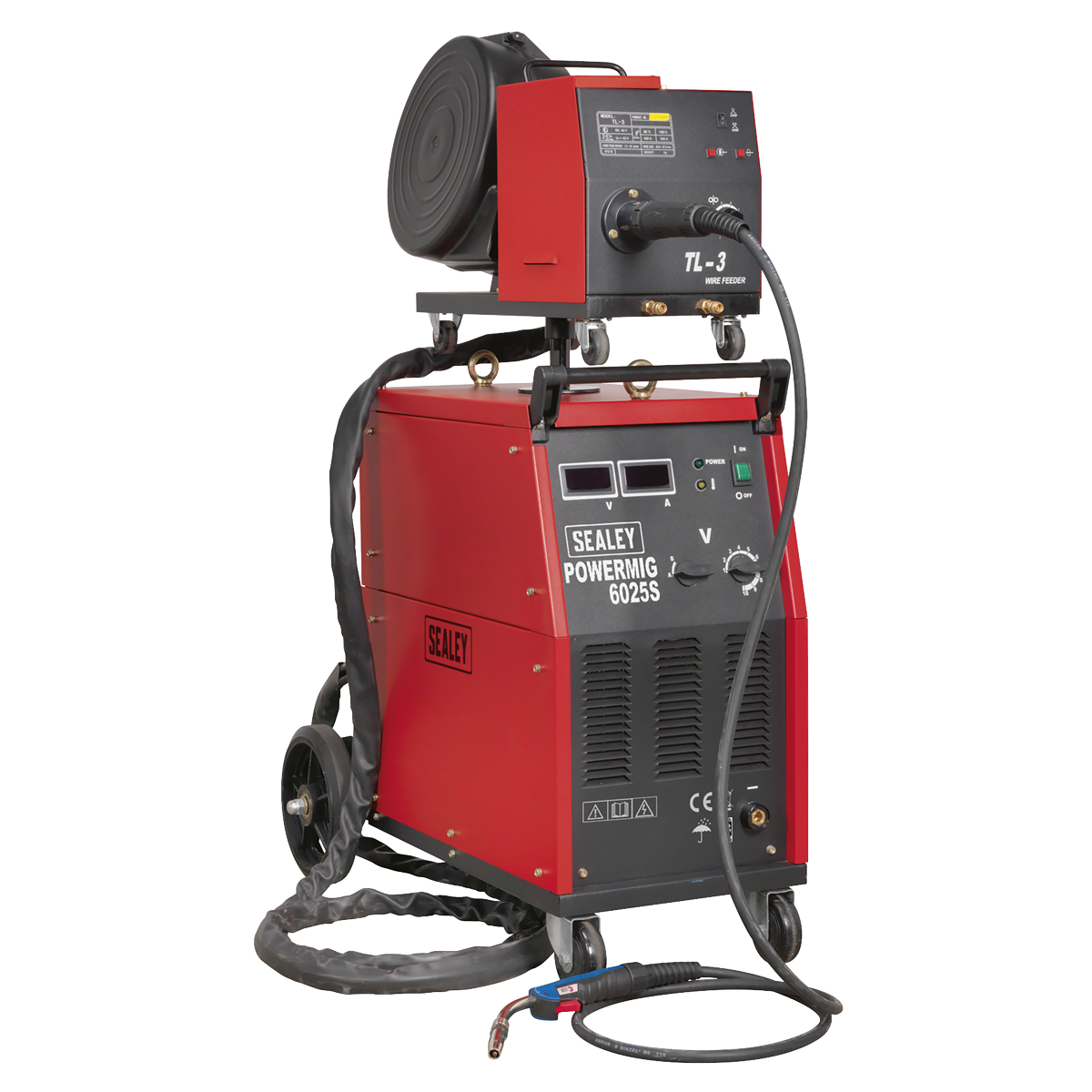 Sealey 250A Professional MIG Welder 415V 3ph with BINZEL® Euro Torch & Portable Wire Drive POWERMIG6025S
