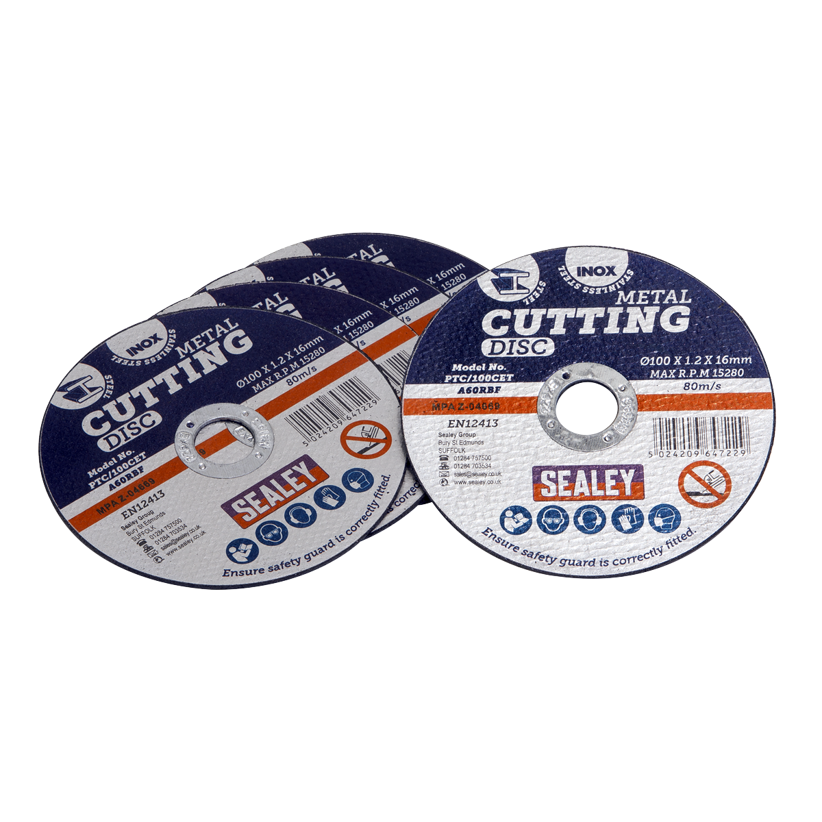 Sealey Ø100 x 1.2mm Cutting Disc 16mm Bore - Pack of 5 PTC/100CET5