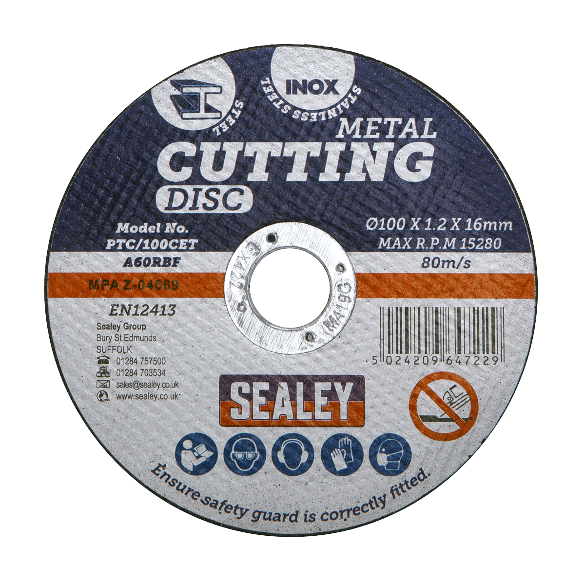 Sealey Ø100 x 1.2mm Cutting Disc 16mm Bore PTC/100CET