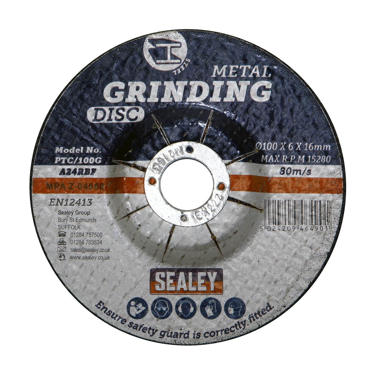 Sealey Ø100 x 6mm Grinding Disc Ø16mm Bore PTC/100G