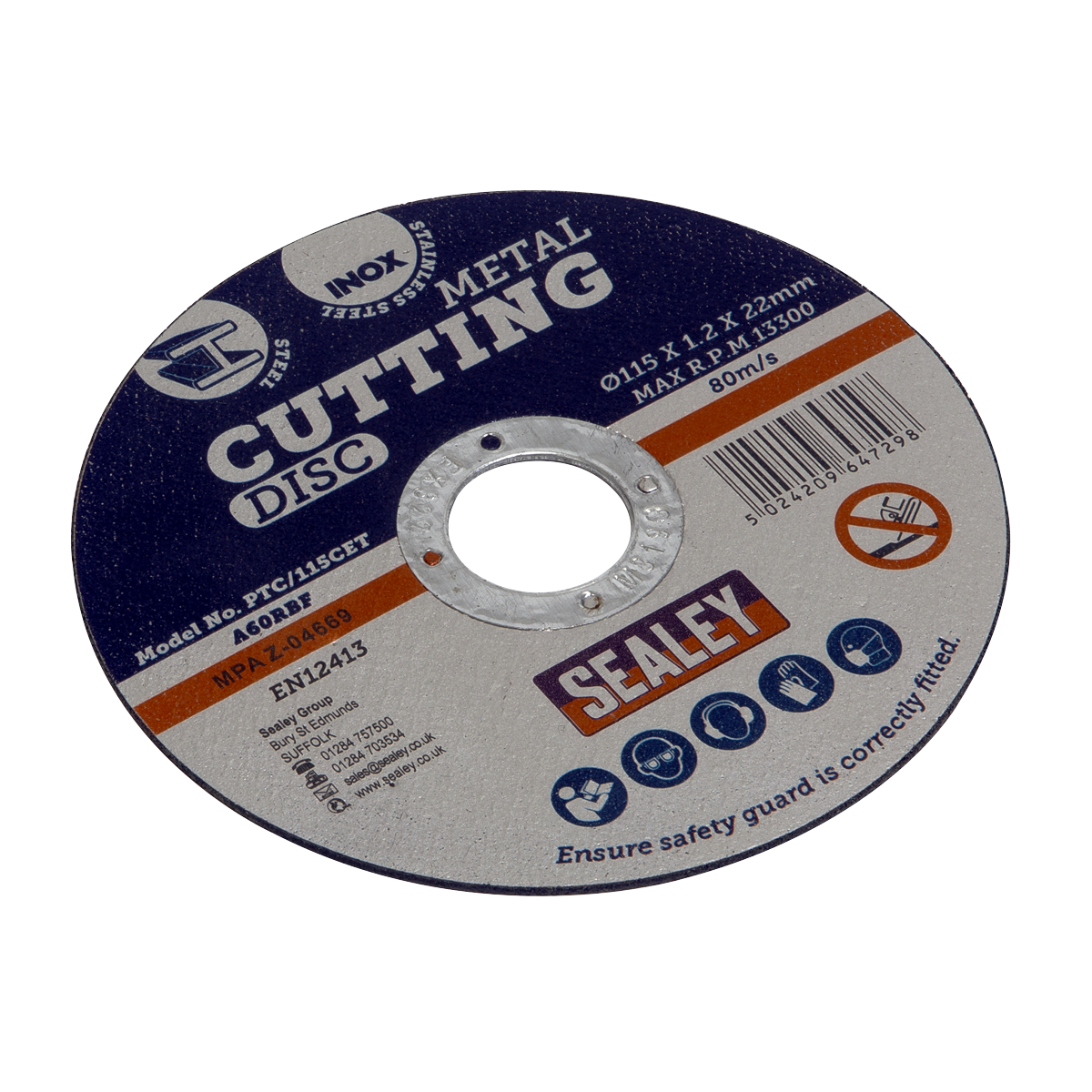 Sealey Ø115 x 1.2mm Cutting Disc 22mm Bore PTC/115CET