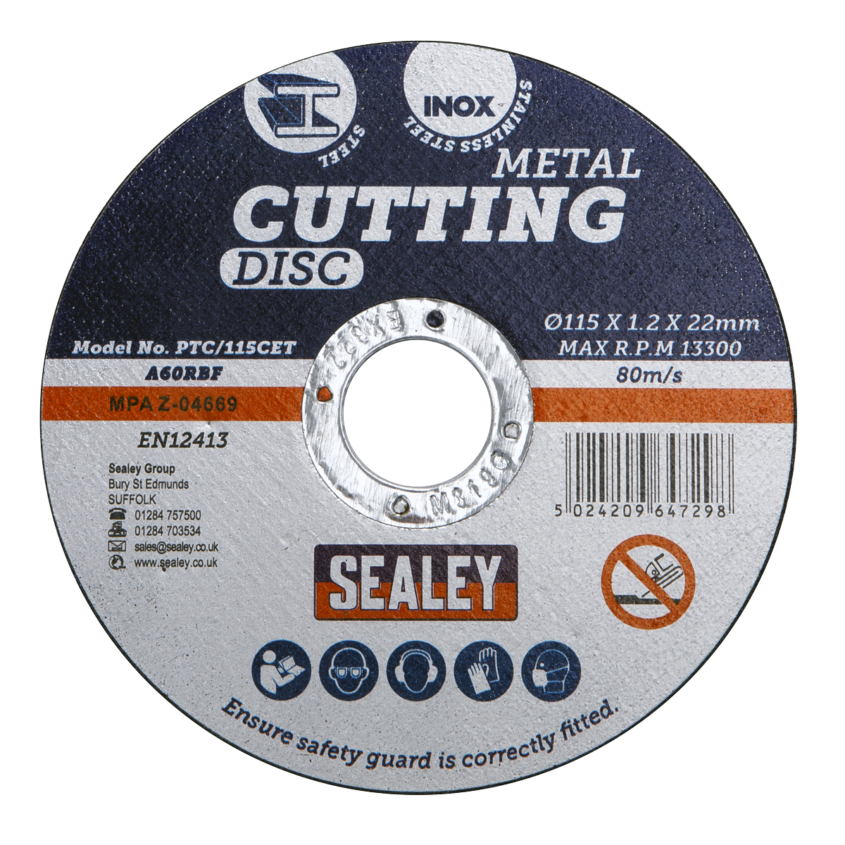 Sealey Ø115 x 1.2mm Cutting Disc 22mm Bore PTC/115CET