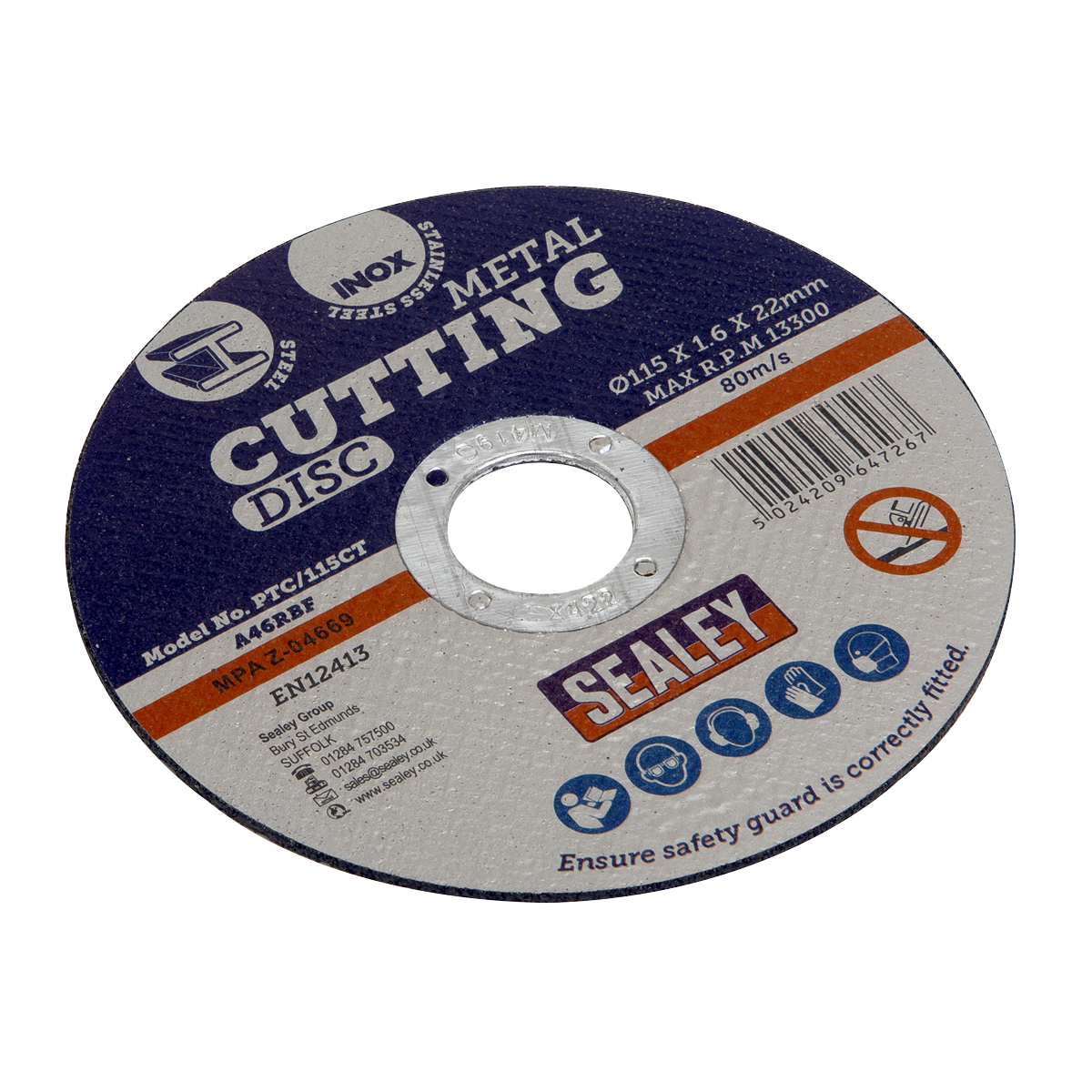 Sealey Ø115 x 1.6mm Cutting Disc 22mm Bore PTC/115CT