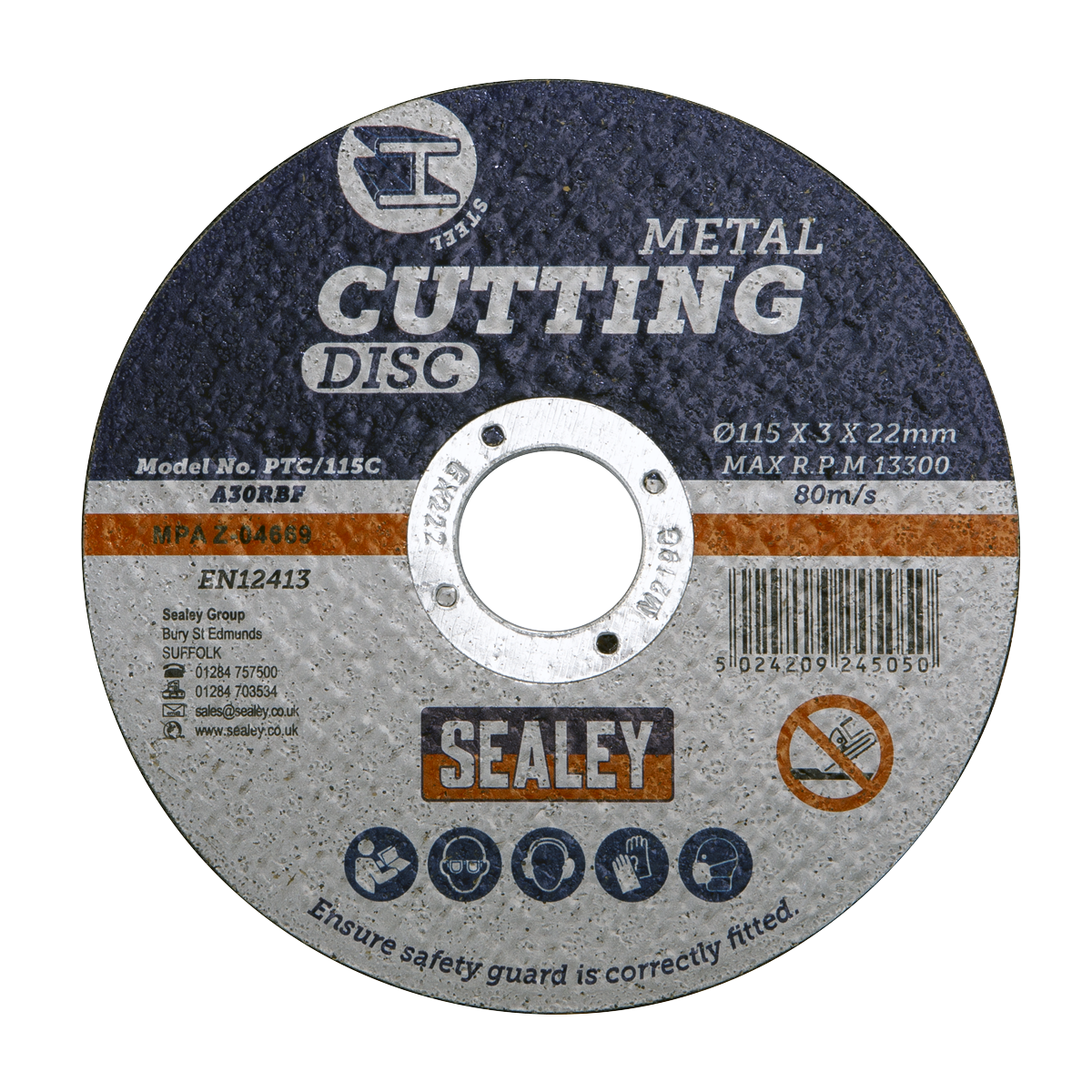 Sealey Ø115 x 3mm Cutting Disc 22mm Bore PTC/115C