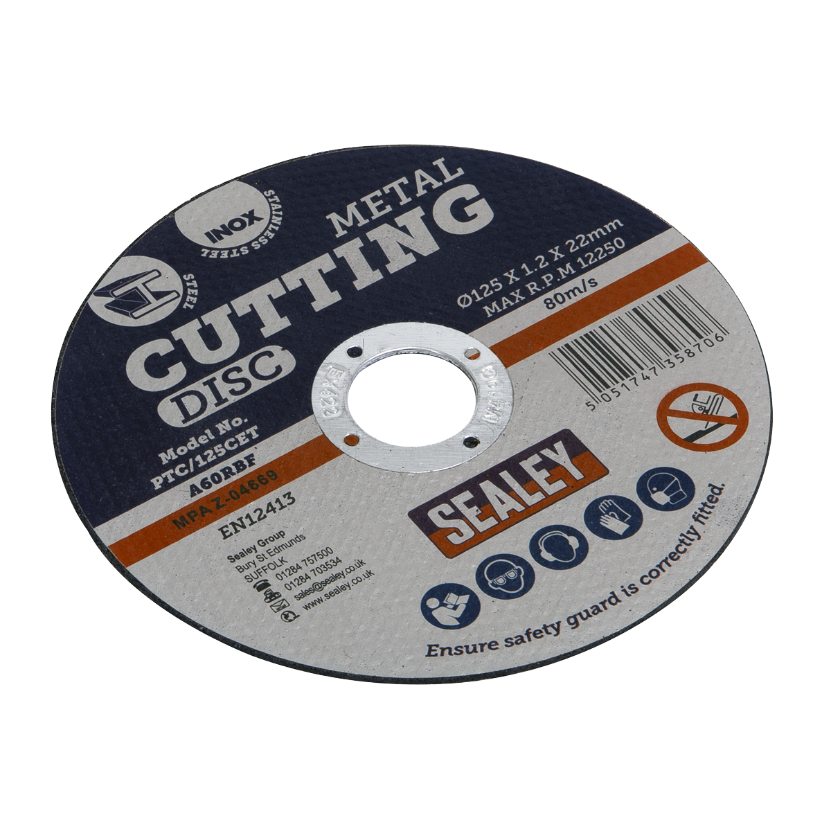 Sealey Ø125 x 1.2mm Cutting Disc 22mm Bore PTC/125CET
