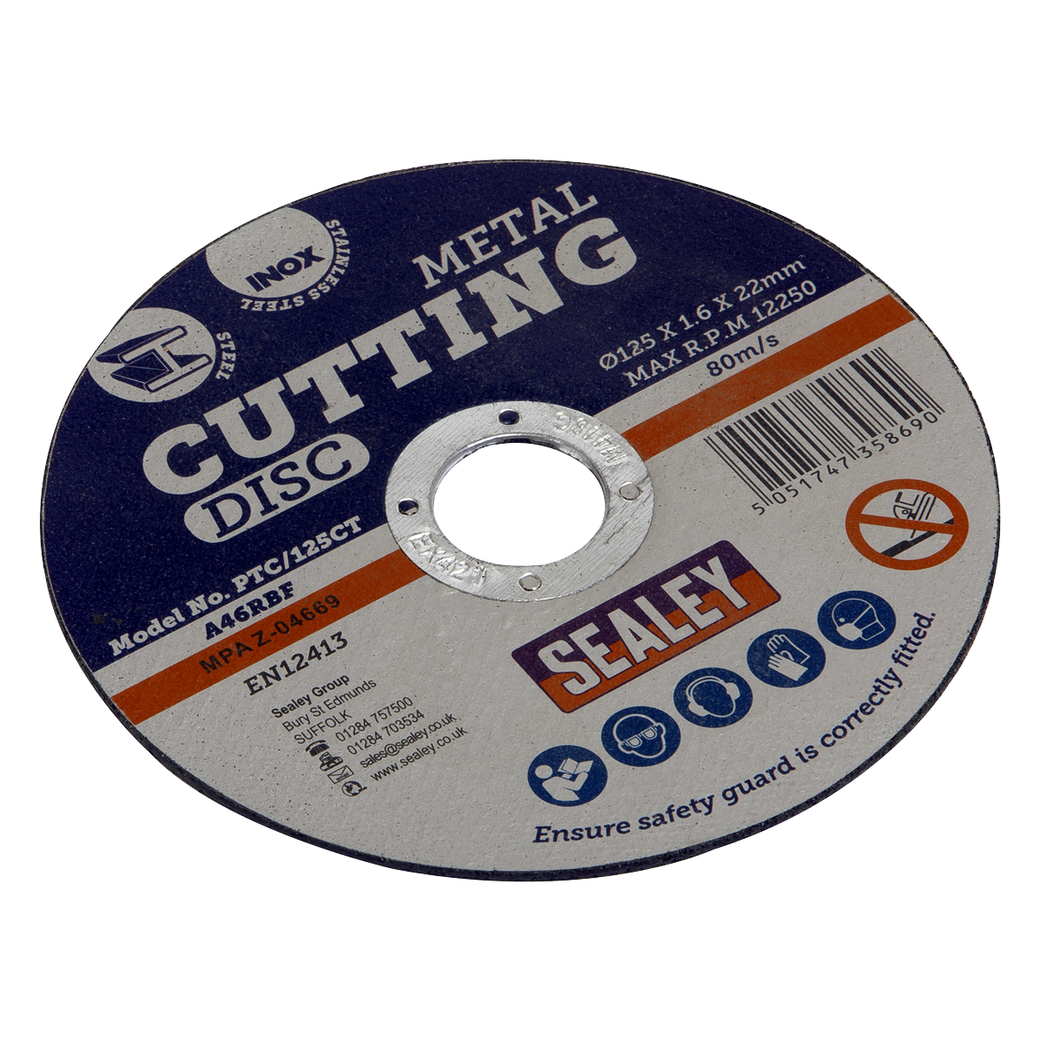 Sealey Ø125 x 1.6mm Cutting Disc 22mm Bore PTC/125CT