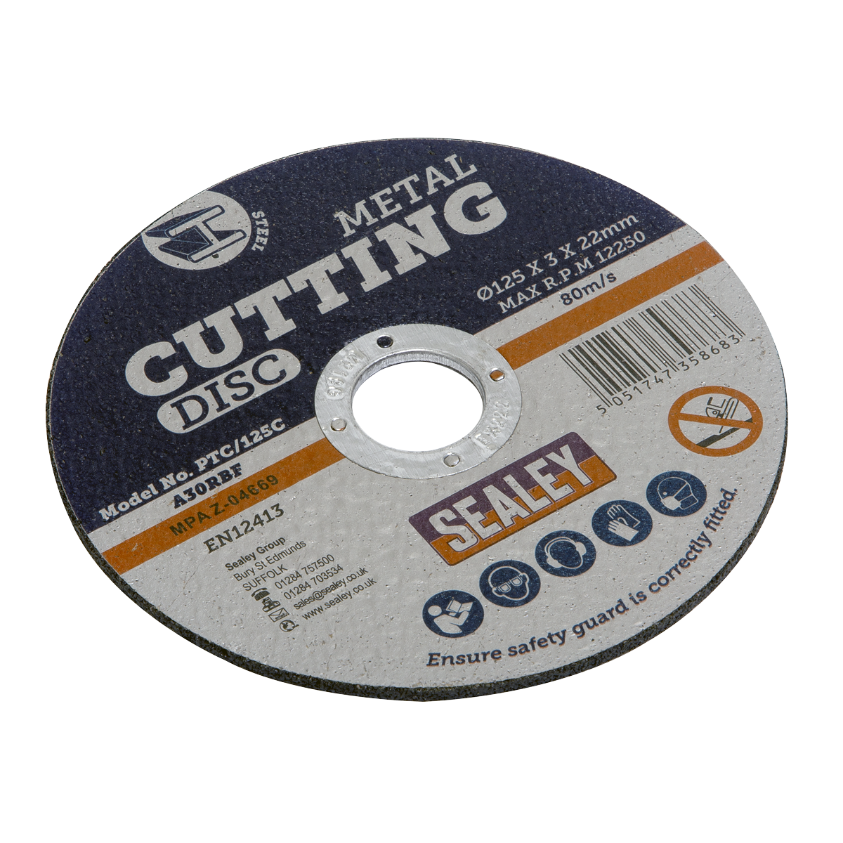 Sealey Ø125 x 3mm Cutting Disc 22mm Bore PTC/125C
