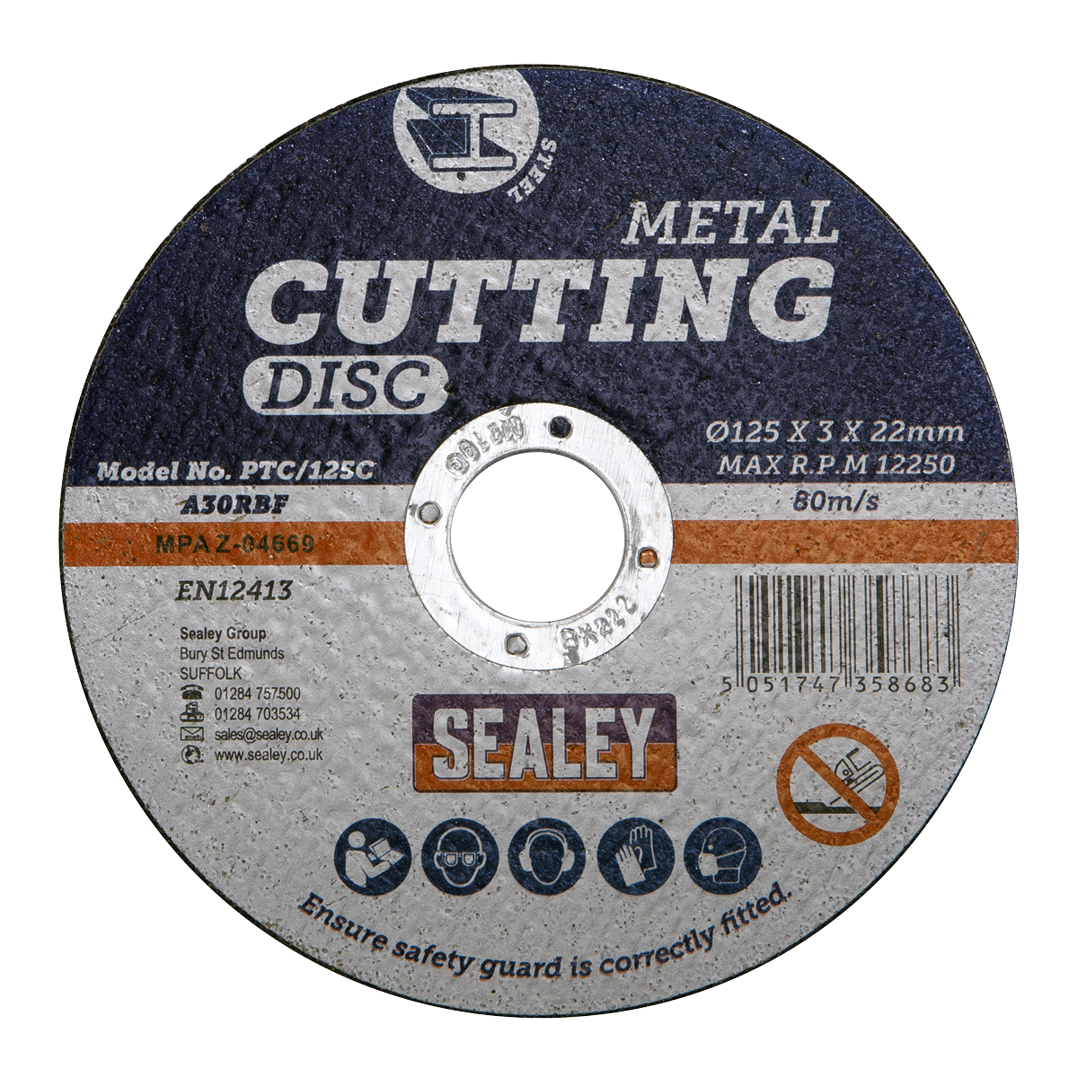 Sealey Ø125 x 3mm Cutting Disc 22mm Bore PTC/125C