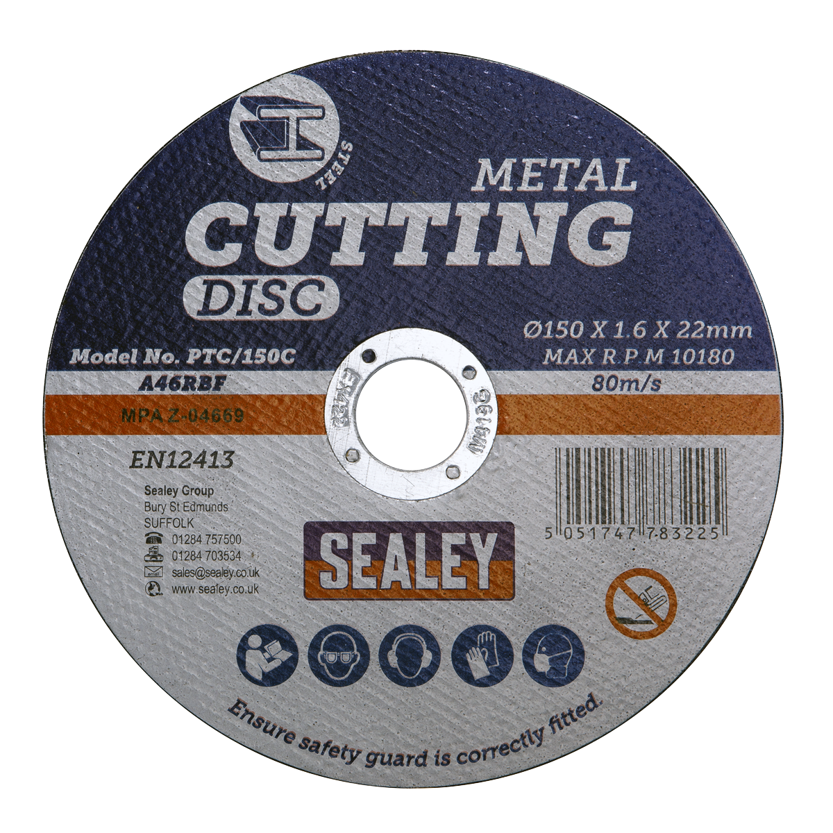 Sealey Ø150 x 1.6mm Cutting Disc 22mm Bore PTC/150C