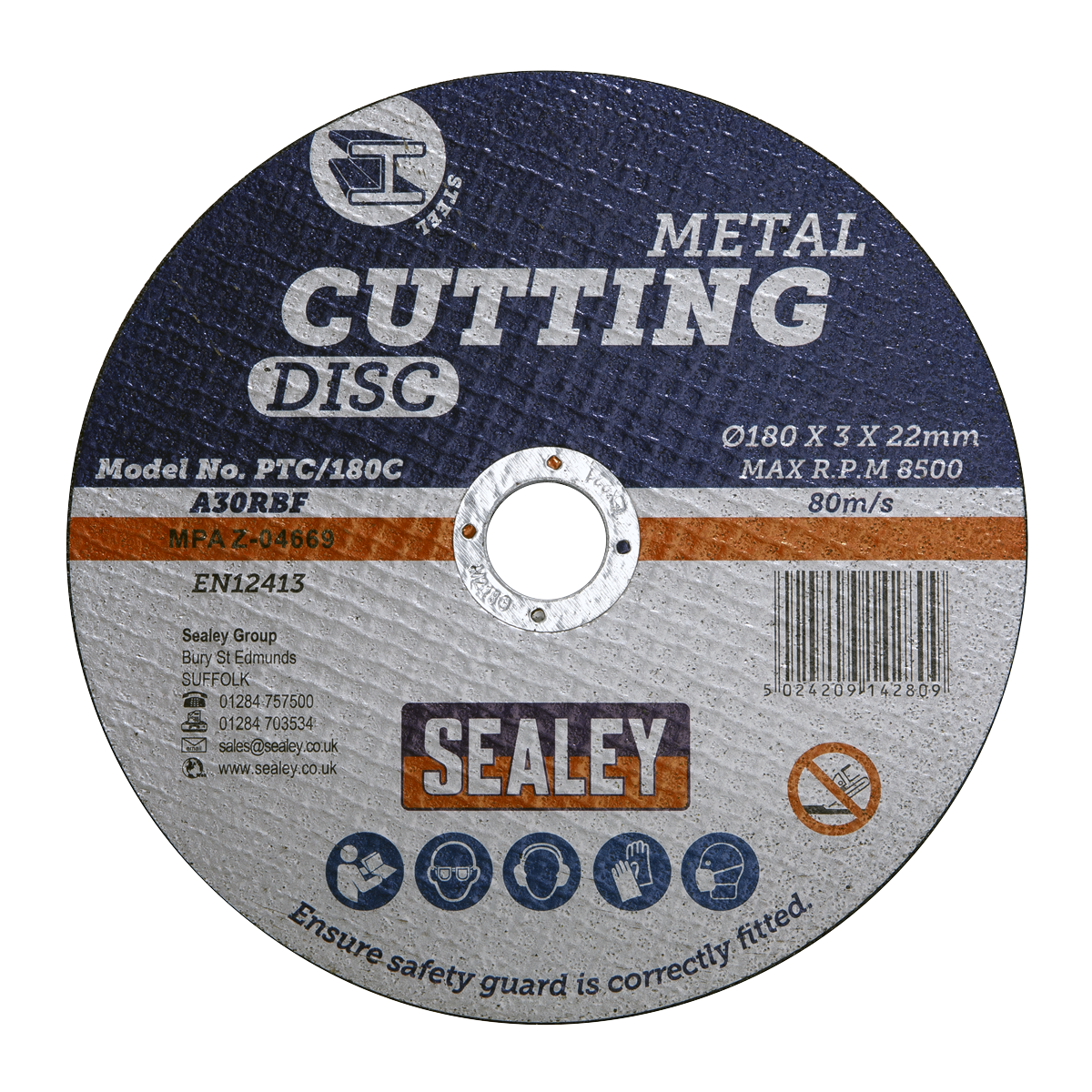 Sealey Ø180 x 3mm Cutting Disc 22mm Bore PTC/180C