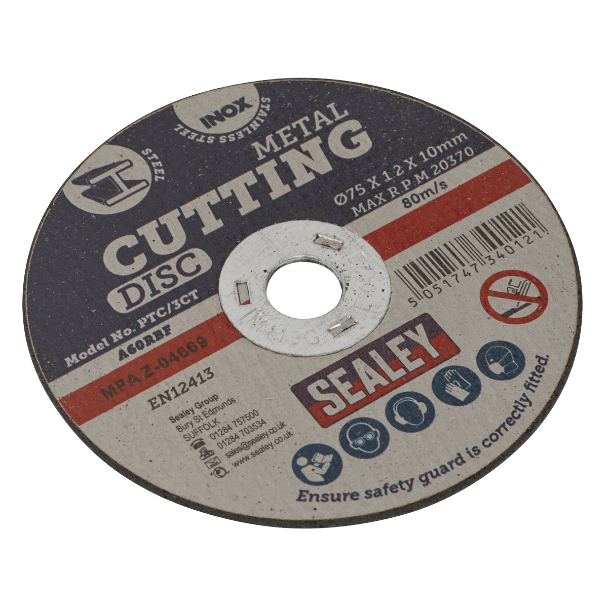 Sealey Ø75 x 1.2mm Cutting Disc 10mm Bore PTC/3CT