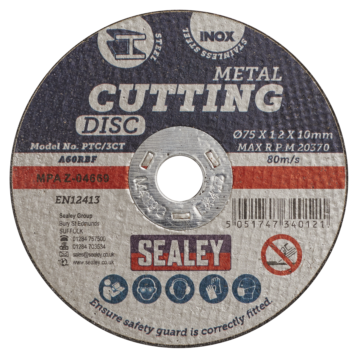 Sealey Ø75 x 1.2mm Cutting Disc 10mm Bore PTC/3CT