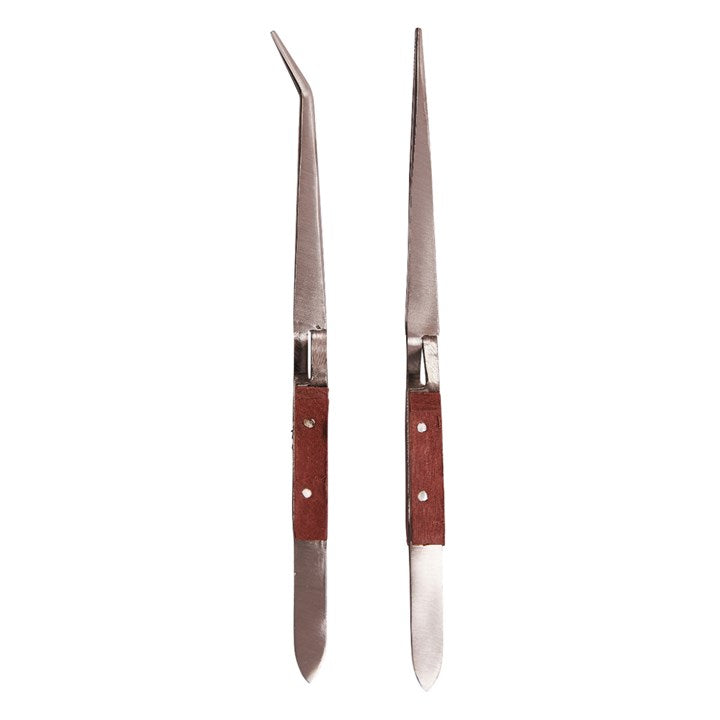 Amtech 2 Piece wooden handle tweezer set R0380